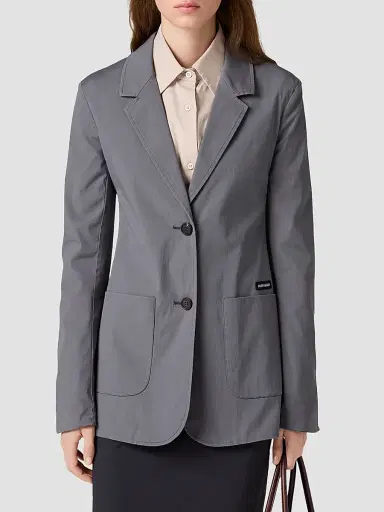 Miu Miu Women's Washed Stretch Poplin Jacket - Grey | Thumbnail 3 Miu Miu Women's Washed Stretch Poplin Jacket - Grey | Thumbnail 3