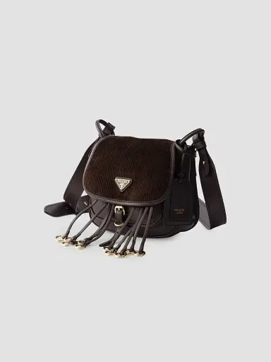Prada Women's Corsaire Corduroy and Leather Mini Shoulder Bag - Brown | Thumbnail 2