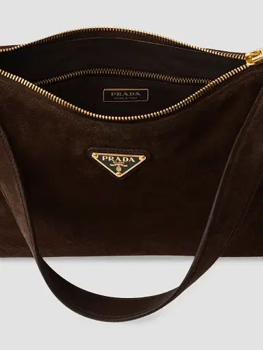 Prada Women's Aimée Medium Suede Shoulder Bag | Thumbnail 4 Prada Women's Aimée Medium Suede Shoulder Bag | Thumbnail 4