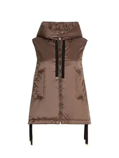 Max Mara Women's Padded Hooded Gilet in Water Repellent Canvas - Brown | Thumbnail 1 Max Mara Women's Padded Hooded Gilet in Water Repellent Canvas - Brown | Thumbnail 1