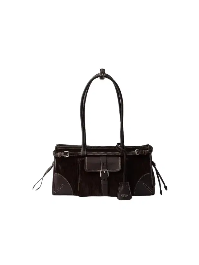 Prada Women's Bonnie Corduroy and Leather Top Handle Bag - Brown