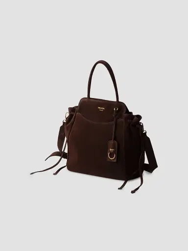 Prada Women's Carry Medium Suede Tote Bag - Brown | Thumbnail 2