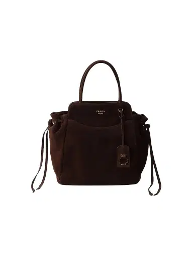 Prada Women's Carry Medium Suede Tote Bag - Brown | Thumbnail 1