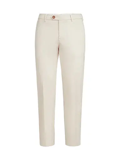 Brunello Cucinelli Men's Garment Dyed Italian Fit Trousers - Off White | Thumbnail 1 Brunello Cucinelli Men's Garment Dyed Italian Fit Trousers - Off White | Thumbnail 1