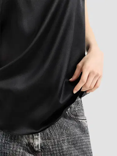 Brunello Cucinelli Women's Stretch Silk Satin Top - Black | Thumbnail 5 Brunello Cucinelli Women's Stretch Silk Satin Top - Black | Thumbnail 5