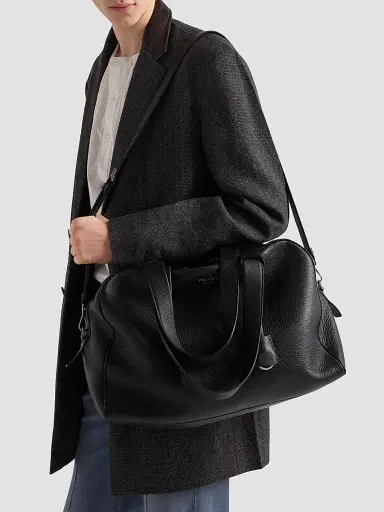 Prada Men's Leather Duffel Bag - Black | Thumbnail 2