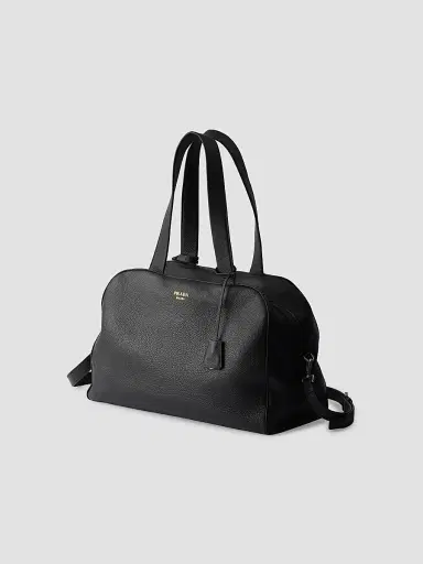 Prada Men's Leather Duffel Bag - Black | Thumbnail 3