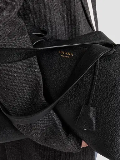 Prada Men's Leather Duffel Bag - Black | Thumbnail 8