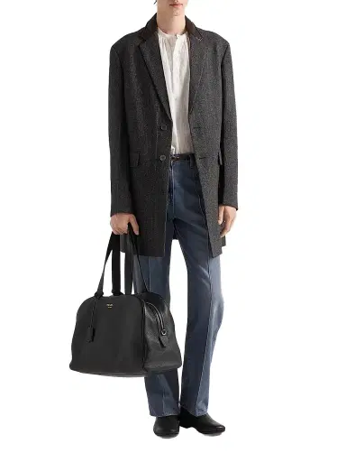 Prada Men's Leather Duffel Bag - Black | Thumbnail 1