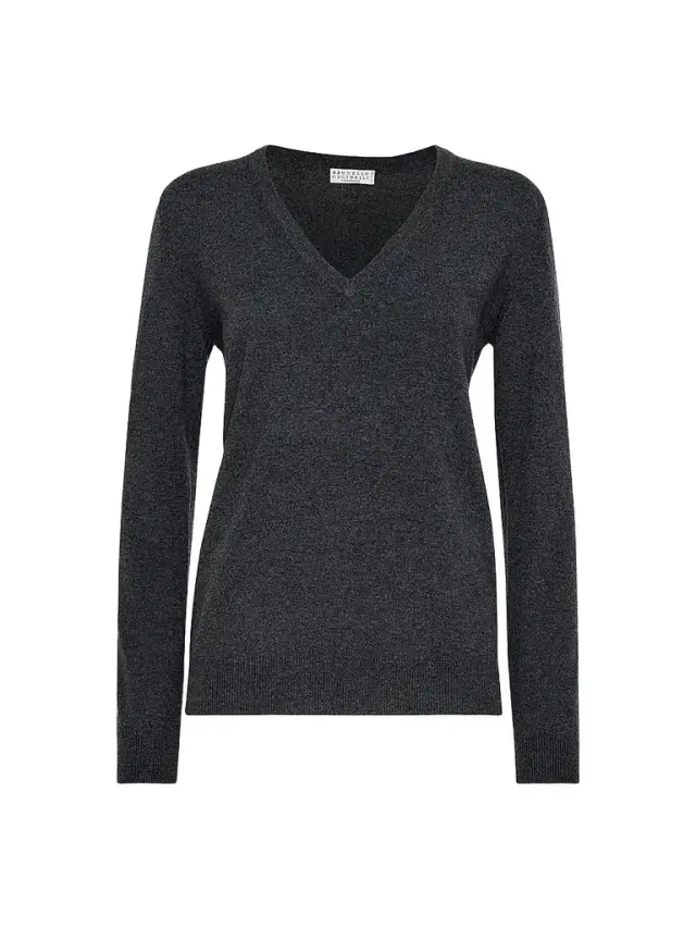 Women's Cashmere Sweater with Monili - Dark Grey