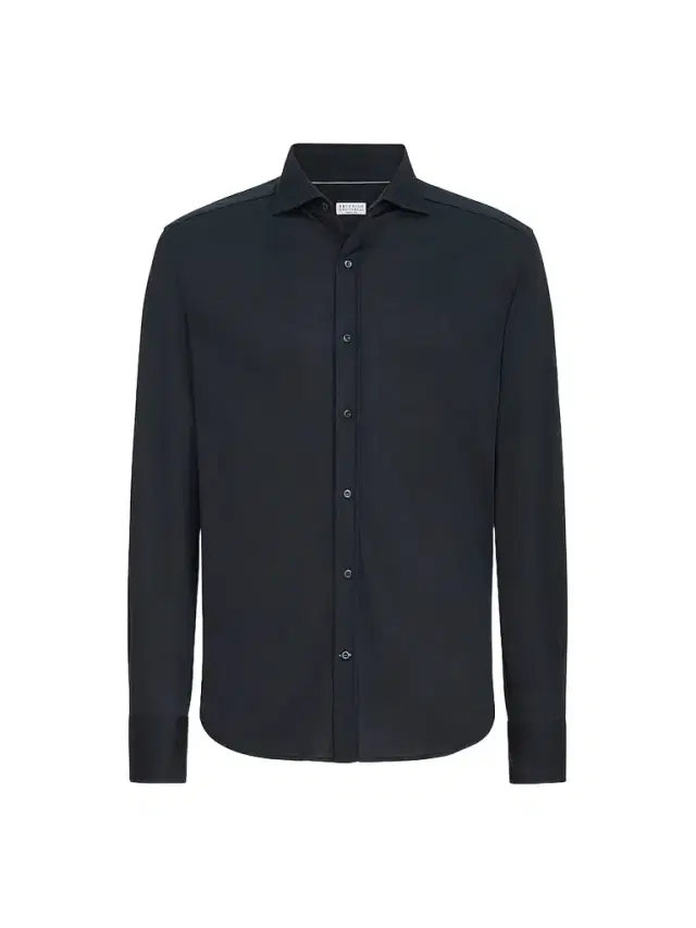 Men's Silk and Cotton Lightweight Jersey Shirt with Spead Collar - Blue - Size XXXL