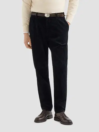Brunello Cucinelli Men's Garment-Dyed Trousers in Cotton Corduroy - Black - Size 32 | Thumbnail 2 Brunello Cucinelli Men's Garment-Dyed Trousers in Cotton Corduroy - Black - Size 32 | Thumbnail 2