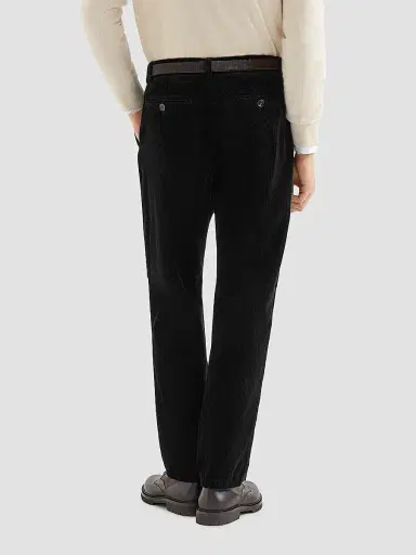 Brunello Cucinelli Men's Garment-Dyed Trousers in Cotton Corduroy - Black - Size 32 | Thumbnail 4 Brunello Cucinelli Men's Garment-Dyed Trousers in Cotton Corduroy - Black - Size 32 | Thumbnail 4
