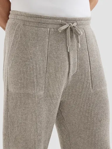 Brunello Cucinelli Men's Cashmere English Rib Knit Joggers - Stone Grey - Size XS | Thumbnail 5 Brunello Cucinelli Men's Cashmere English Rib Knit Joggers - Stone Grey - Size XS | Thumbnail 5