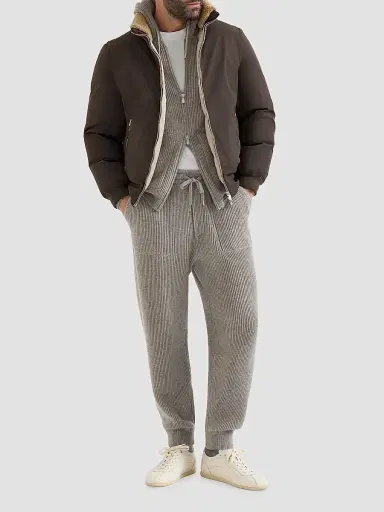 Brunello Cucinelli Men's Cashmere English Rib Knit Joggers - Stone Grey - Size XS | Thumbnail 6 Brunello Cucinelli Men's Cashmere English Rib Knit Joggers - Stone Grey - Size XS | Thumbnail 6