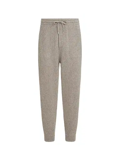 Brunello Cucinelli Men's Cashmere English Rib Knit Joggers - Stone Grey - Size XS | Thumbnail 1 Brunello Cucinelli Men's Cashmere English Rib Knit Joggers - Stone Grey - Size XS | Thumbnail 1