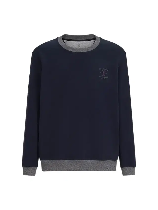 Men's Cotton French Terry Sweatshirt With Embroidery - Cobalt