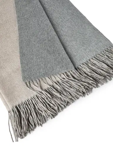 Brunello Cucinelli Silk Double Cloth Throw with Fringe - Buff | Thumbnail 3 Brunello Cucinelli Silk Double Cloth Throw with Fringe - Buff | Thumbnail 3