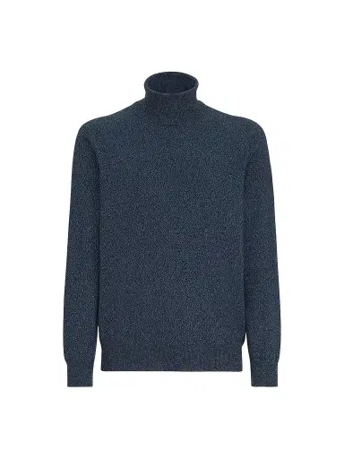 Brunello Cucinelli Men's Mouliné Cashmere Turtleneck Sweater - Denim | Thumbnail 1