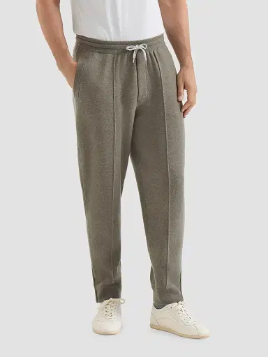 Brunello Cucinelli Men's Cashmere Double Knit Trousers with Crête Detail | Thumbnail 2 Brunello Cucinelli Men's Cashmere Double Knit Trousers with Crête Detail | Thumbnail 2