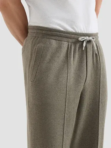 Brunello Cucinelli Men's Cashmere Double Knit Trousers with Crête Detail | Thumbnail 5 Brunello Cucinelli Men's Cashmere Double Knit Trousers with Crête Detail | Thumbnail 5