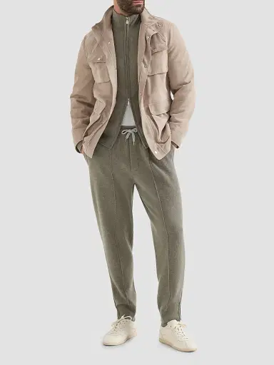 Brunello Cucinelli Men's Cashmere Double Knit Trousers with Crête Detail | Thumbnail 6 Brunello Cucinelli Men's Cashmere Double Knit Trousers with Crête Detail | Thumbnail 6