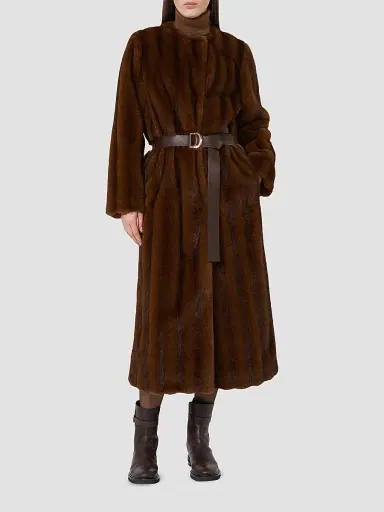 Max Mara Women's Fluffy Textured Long Coat - Hazelnut Brown - Size 12 | Thumbnail 2