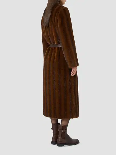 Max Mara Women's Fluffy Textured Long Coat - Hazelnut Brown - Size 12 | Thumbnail 4