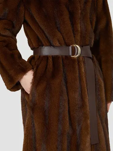 Max Mara Women's Fluffy Textured Long Coat - Hazelnut Brown - Size 12 | Thumbnail 5