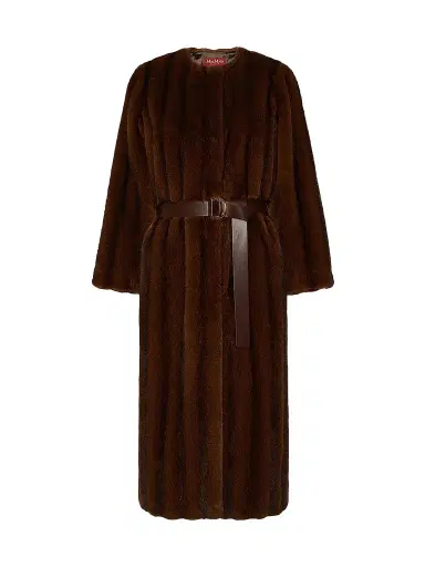 Max Mara Women's Fluffy Textured Long Coat - Hazelnut Brown - Size 12 | Thumbnail 1