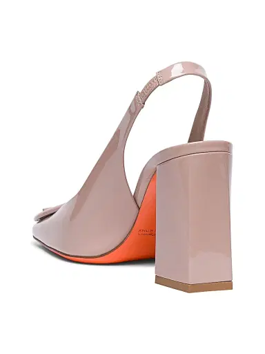 Santoni Women's Patent Leather Block-Heel Pumps - Light Pink | Thumbnail 3