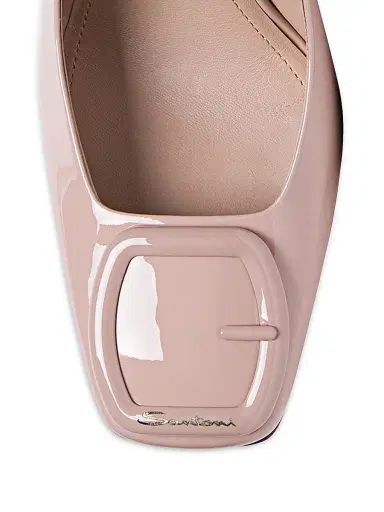 Santoni Women's Patent Leather Block-Heel Pumps - Light Pink | Thumbnail 4