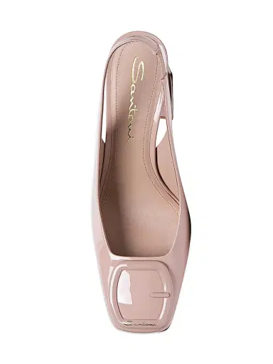 Santoni Women's Patent Leather Block-Heel Pumps - Light Pink | Thumbnail 5