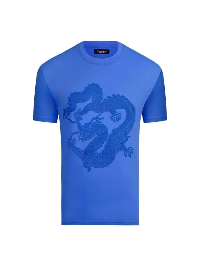 Men's Dragon Embroidered Design T-Shirt - Sailor Blue - Size XL
