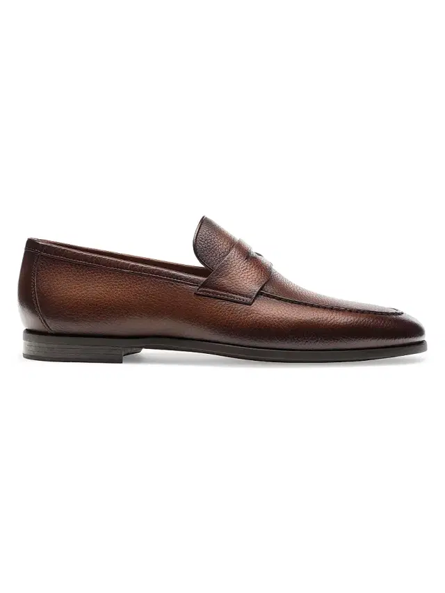 Magnanni Men's Diezma II Leather Penny Loafers - Brown Texture