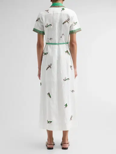 ALÉMAIS Women's Wanda Embroidered Linen Midi Shirtdress - | Thumbnail 3