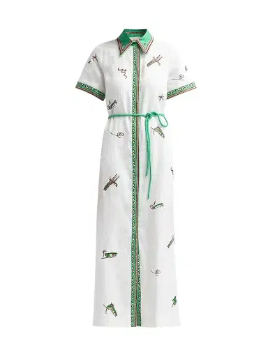 ALÉMAIS Women's Wanda Embroidered Linen Midi Shirtdress - | Thumbnail 1