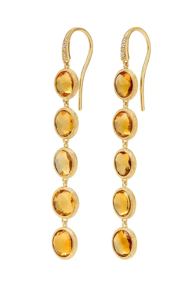 MARCO BICEGO Yellow Quartz Diamond Drop Earrings
