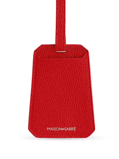 Maison de Sabre Leather Luggage Tag - Pomegranate Red | Thumbnail 4 Maison de Sabre Leather Luggage Tag - Pomegranate Red | Thumbnail 4