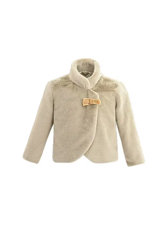 Tulleen Baby Girl's Plush Asymmetrical Coat - Khaki 24 Months
