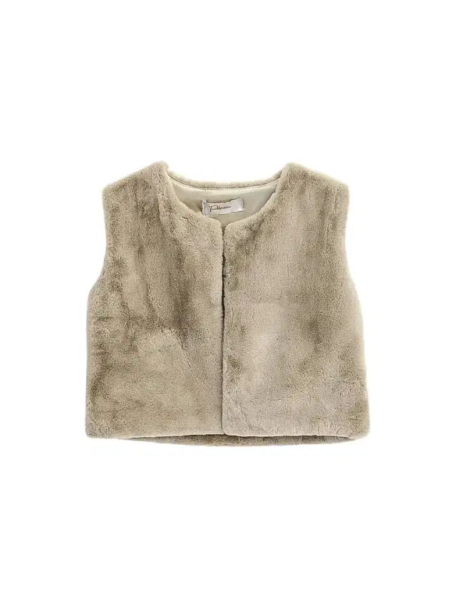 Tulleen Baby Girl's Plush Vest - Khaki 24 Months