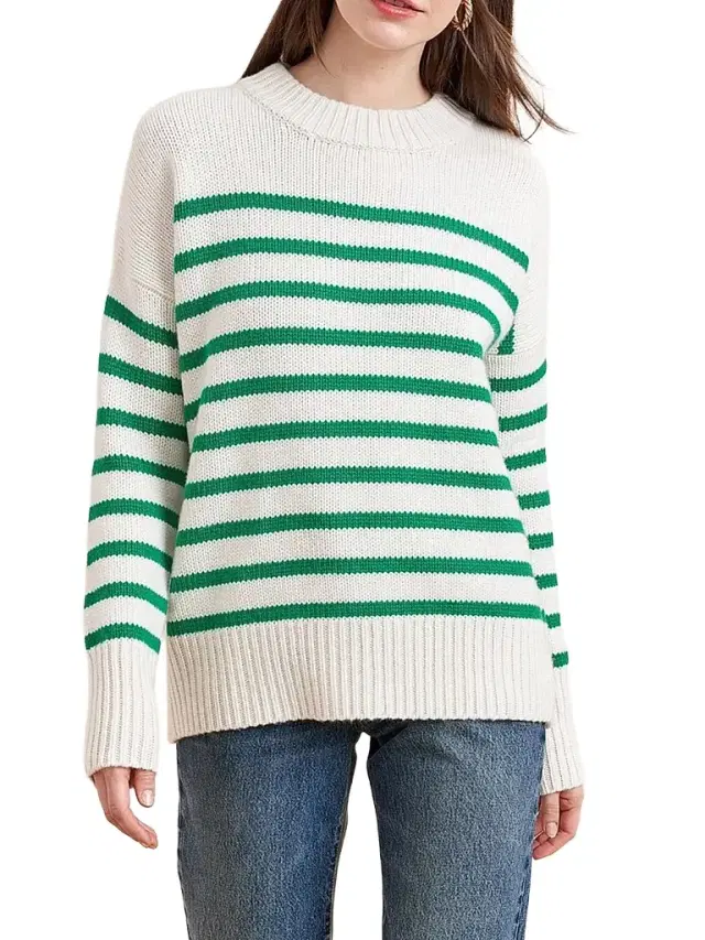 La Ligne Women's Marin Sweater - Cream Kelly Green