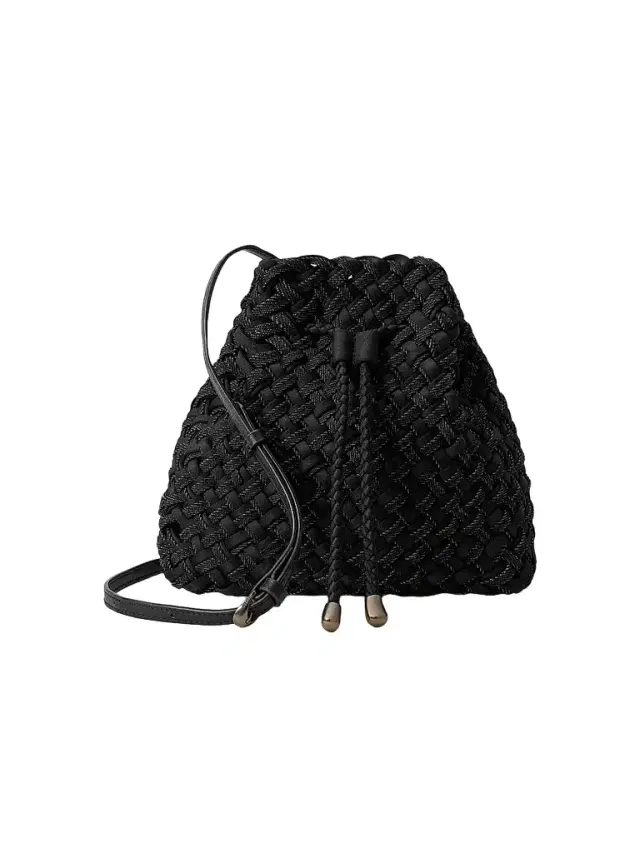 Women's Gramercy Double Weave Bucket Bag - Jet