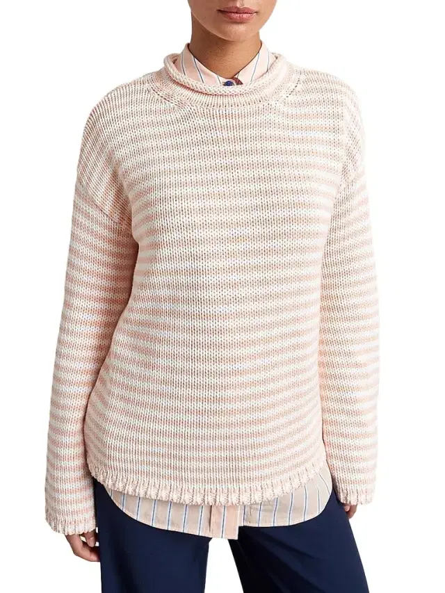 Women's Marina Fine Stripe Sweater - Seashell