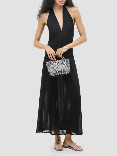 Naghedi Women's St. Barths Petit Double Weave Metallic Top Handle Bag | Thumbnail 2