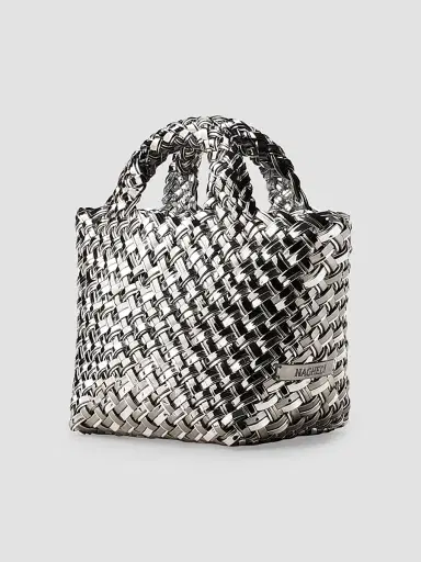 Naghedi Women's St. Barths Petit Double Weave Metallic Top Handle Bag | Thumbnail 4