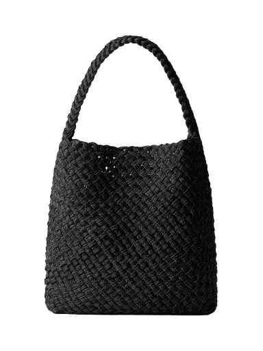 Naghedi Women's Nomad Medium Double Weave Denim Hobo Shoulder Bag - Jet | Thumbnail 1 Naghedi Women's Nomad Medium Double Weave Denim Hobo Shoulder Bag - Jet | Thumbnail 1
