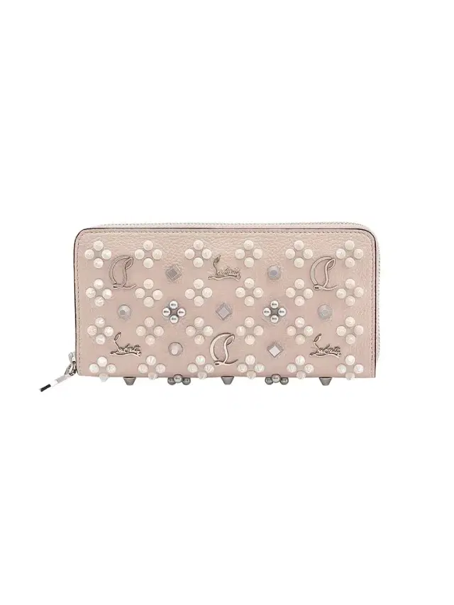 Christian Louboutin Women's Pannettone Spike Leather Wallet - Leche