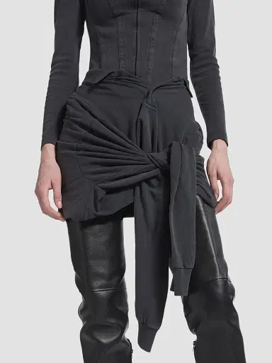 Balenciaga Women's Knotted Polo Skirt - Faded Black | Thumbnail 3