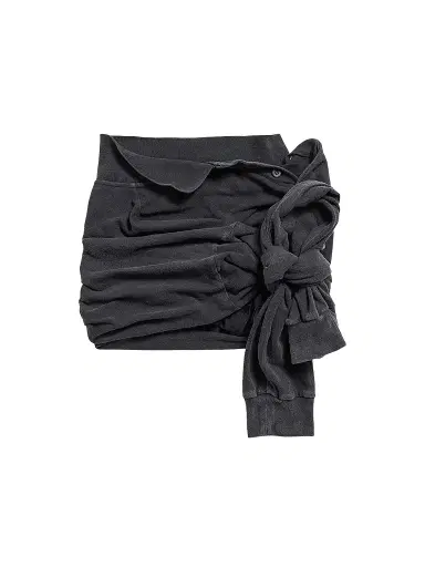 Balenciaga Women's Knotted Polo Skirt - Faded Black | Thumbnail 1